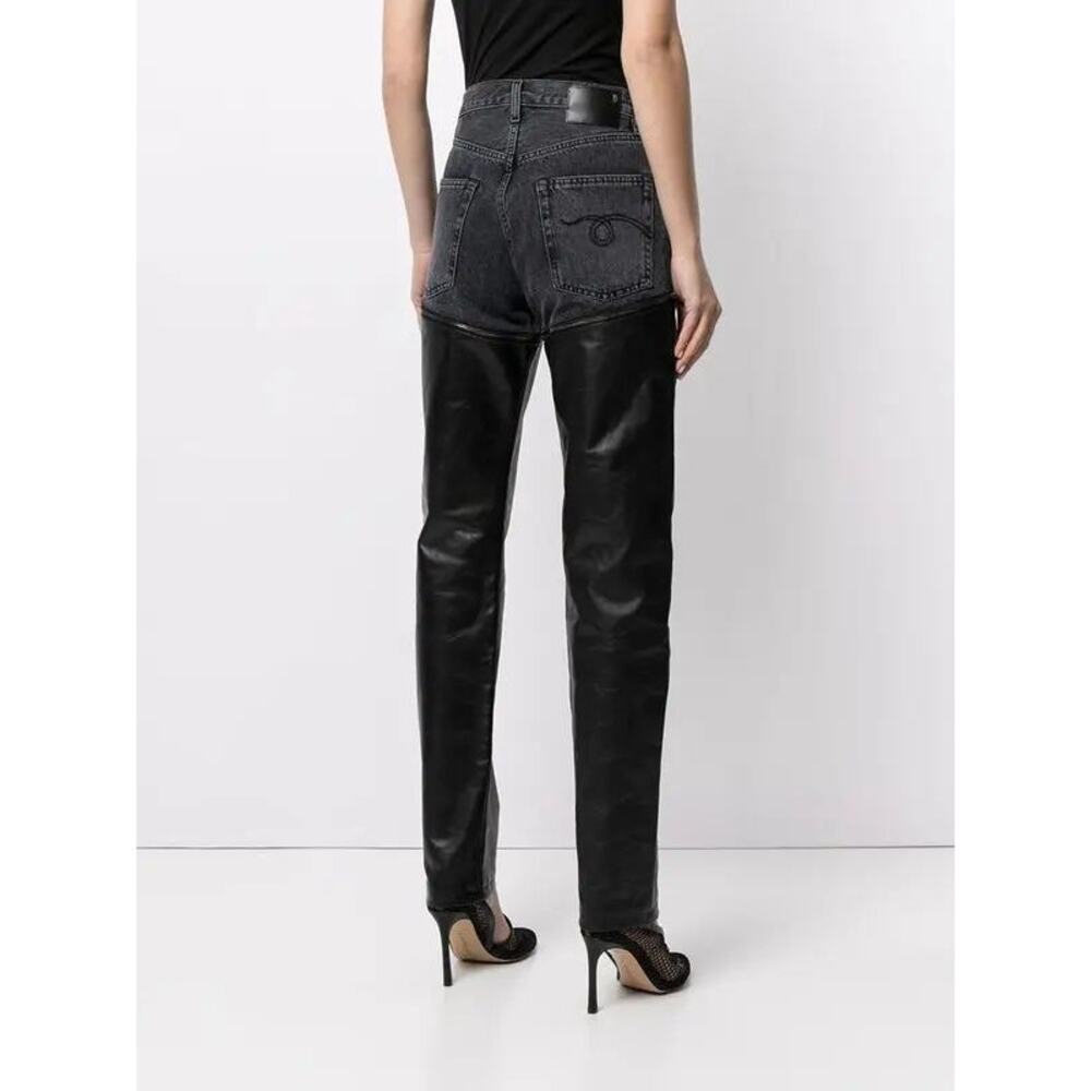 R13 Black Leather Zip Off Axl Slim Pants - Picture 3 of 16